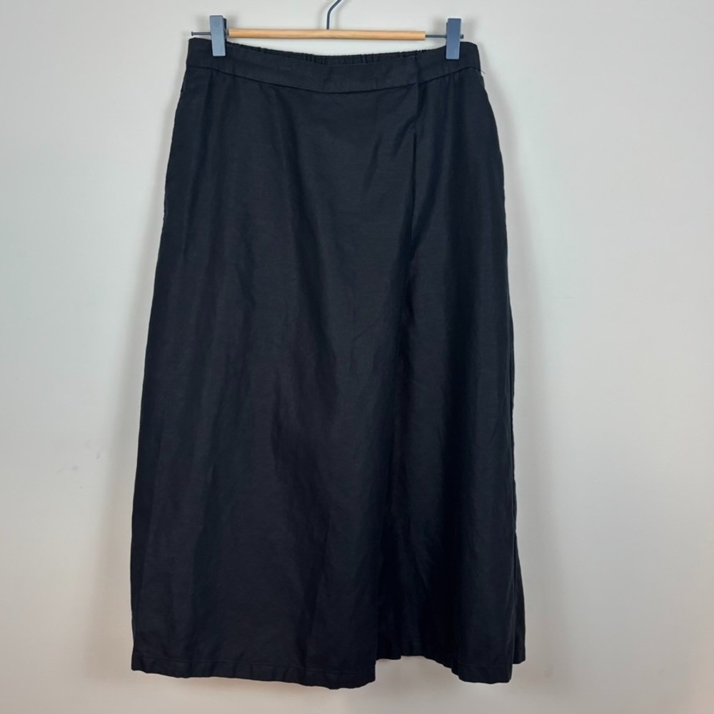 Black Asymmetric Cotton Hemp Wide Leg Crop Pants Womens Size MED Boho Hippie Art